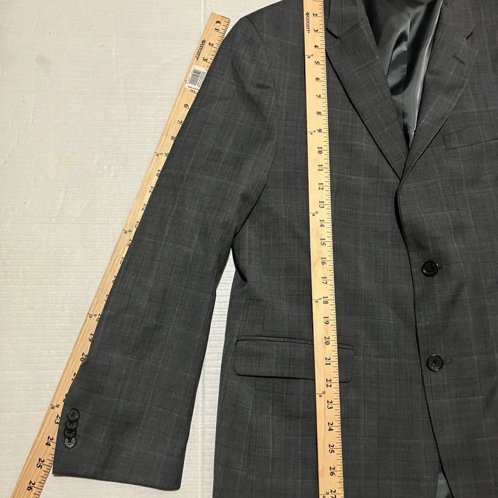 tommy hilfiger suit jacket blazer Wool Blend‎ Dark Gray Black Size 36 Checkered